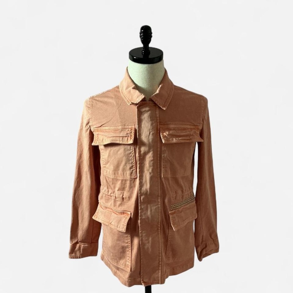 Peach Utility‎ Jacket Lightweight Cotton Pocketed Casual Coat